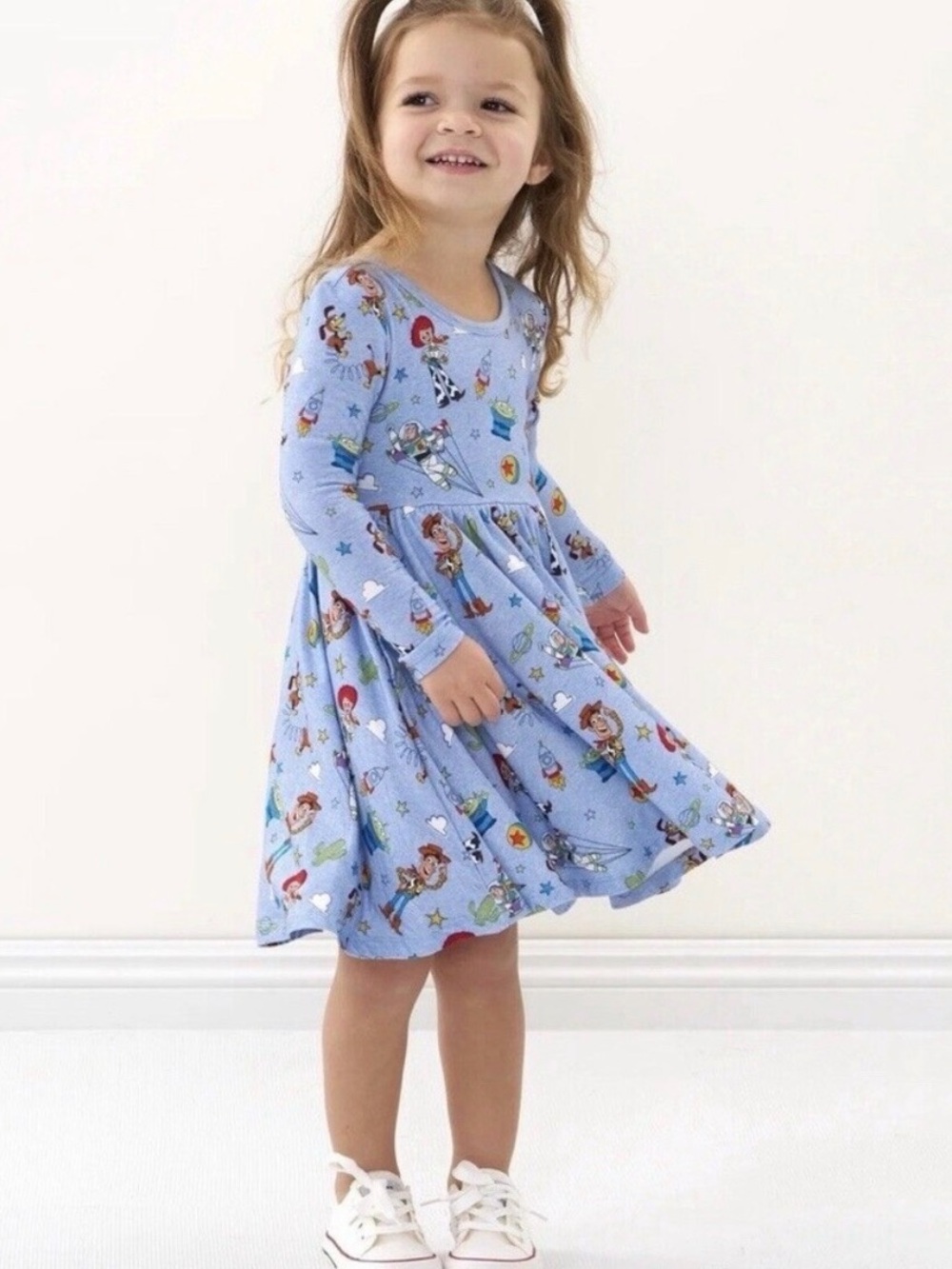 Little Sleepies Kids Casual Twirl Dress - Light Blue with Toy Story Print 2T